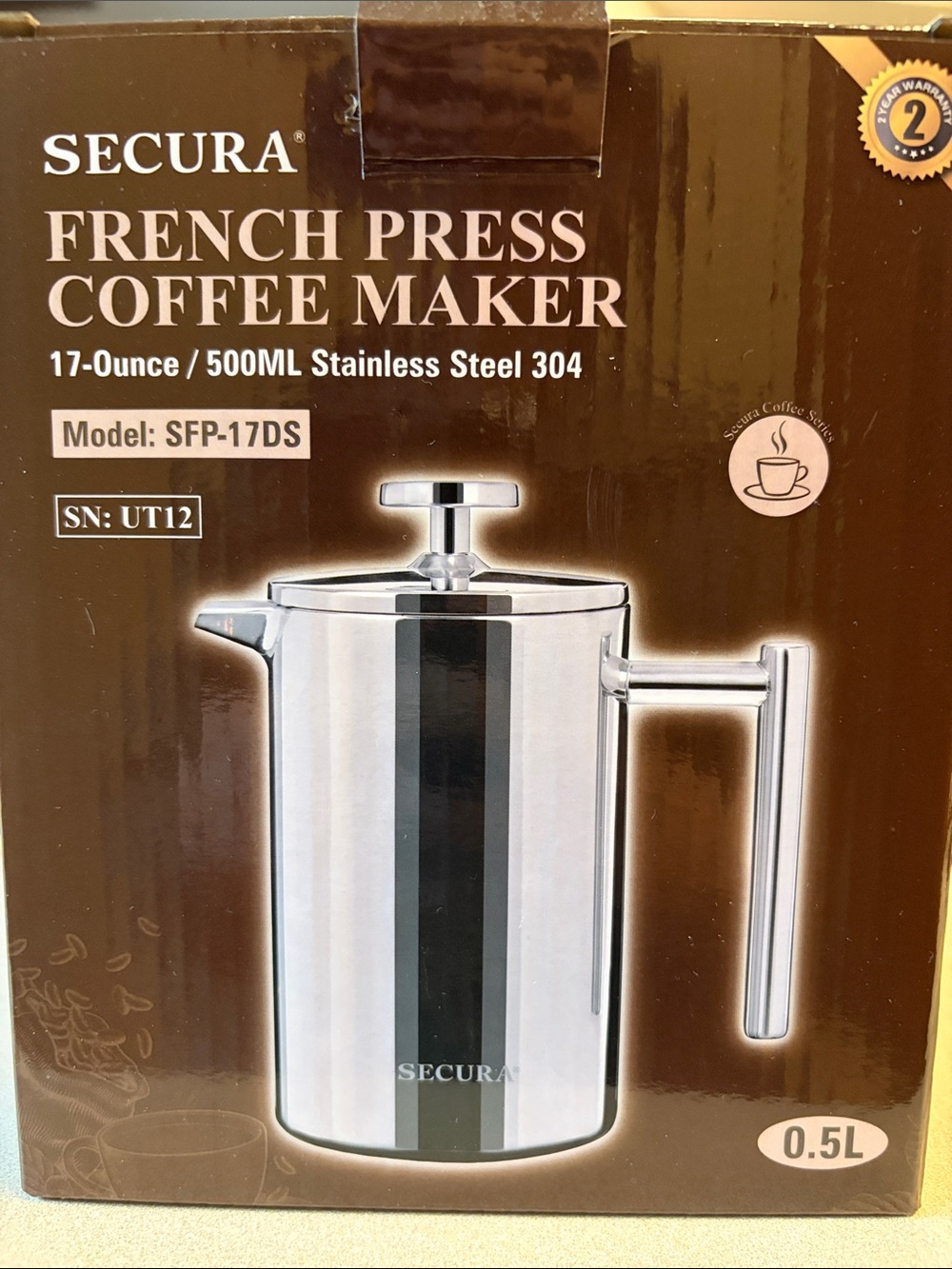 17oz Stainless Steel French Press - Silver